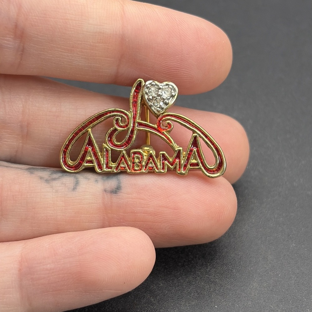 Alabama Heart Rhinestones Bedazzled Lapel Hat‎ Pin